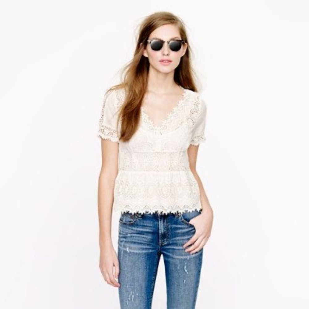J. Crew Collection Embroidered Eyelet Top